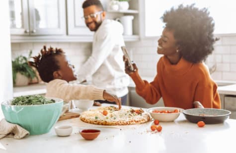 Family in kitchen